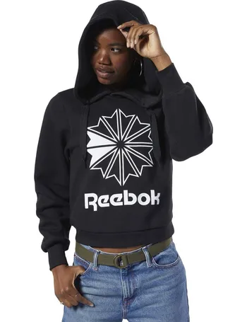 reebok large logo fleece hoodie in chalk