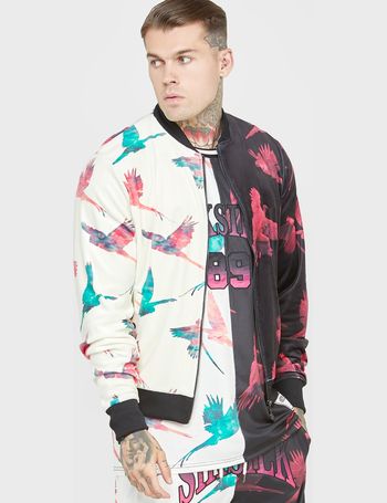 SikSilk Satin Bomber Jacket – Burgundy & Gold