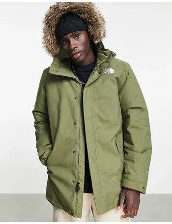 north face green jacket with fur hood