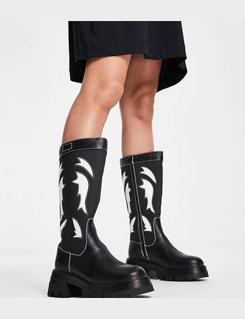 public desire dynasty western knee boots in black