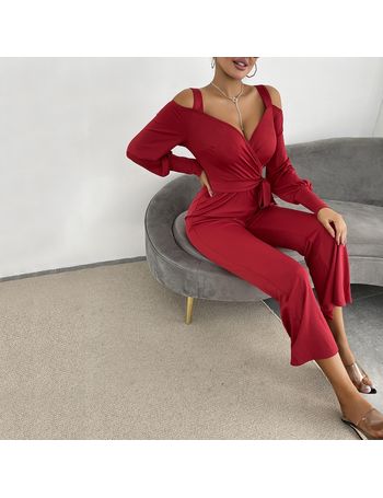 Red Wide Leg Jumpsuit - Bella Chic Fashion Boutique S / Red