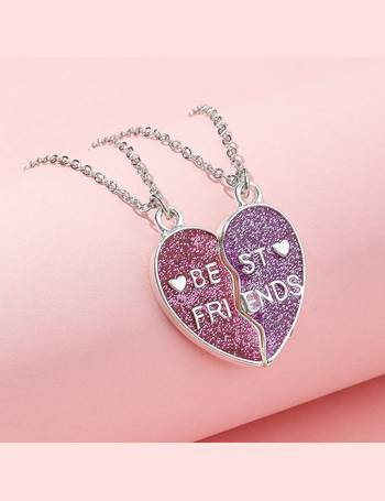 2pcs Girls Magnetic Heart Charm Necklace