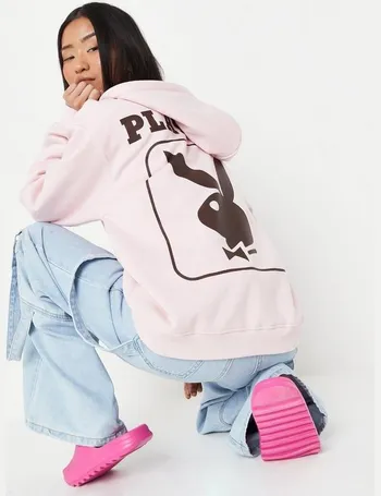 playboy x missguided grey marl varsity zip through hoodie