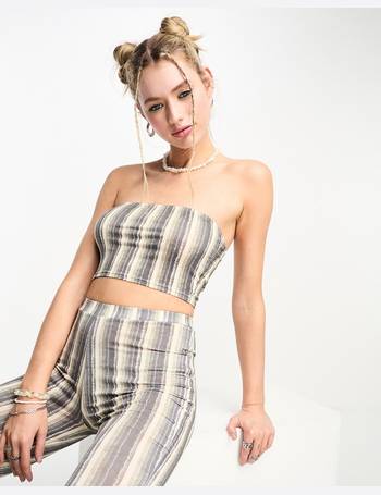 ASOS DESIGN knitted bandeau crop top in stripe