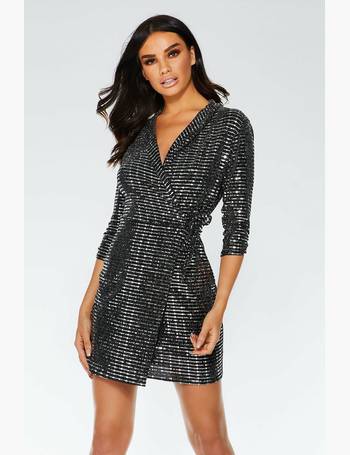quiz black and silver sequin dress