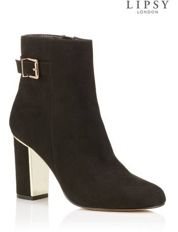 Buy Lipsy Black Wide FIt Suedette Heeled Ruched Ankle Boot from