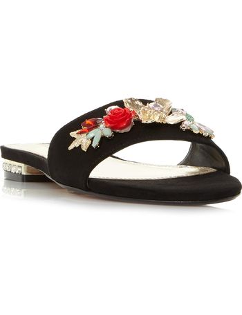 Dune London loopy slip on flat sandals in black