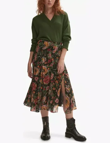 jigsaw paisley wrap midi skirt