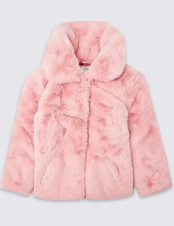 marks and spencer pink faux fur coat