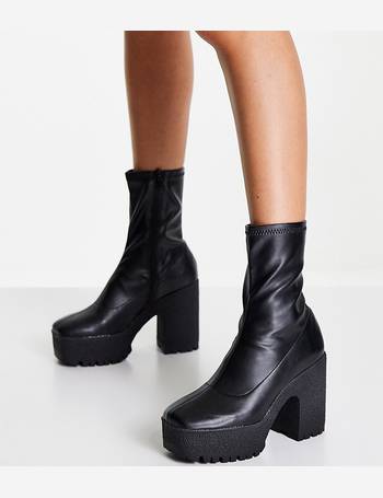 asos design echo heeled sock boots in black