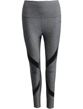Puma Running favourite mid rise leggings with yellow pop in gray