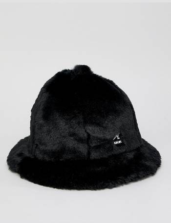 kangol faux fur casual bucket hat in leopard print