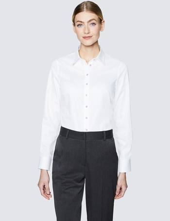 Women's White Poplin Semi-Fitted Shirt - Single Cuffs