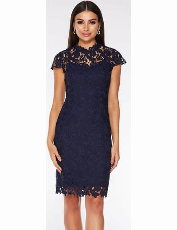 Navy crochet cap hot sale sleeve midi dress