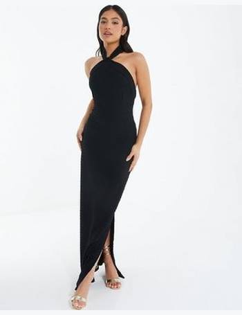 Cameo Rose Black Pleated One Shoulder Maxi Dress
