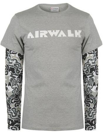 Airwalk Mens Crew Neck Layered Long Sleeve T-Shirt