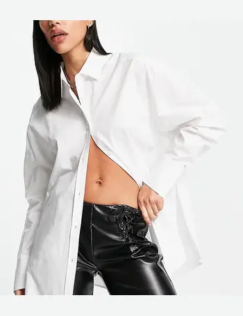 Asyou Satin Ruched Shirt In White