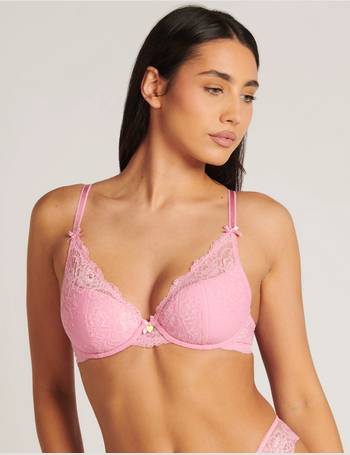 Boux Avenue Camila C-F cup embroidered lace non-padded plunge bra in orange  with pink detailing