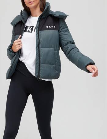 dkny colour block puffer jacket