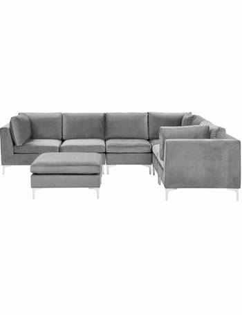 Beliani Grey Velvet Sofas Dealdoodle, Beliani Oslo Black Modern Sectional Leather Sofa With Ottoman