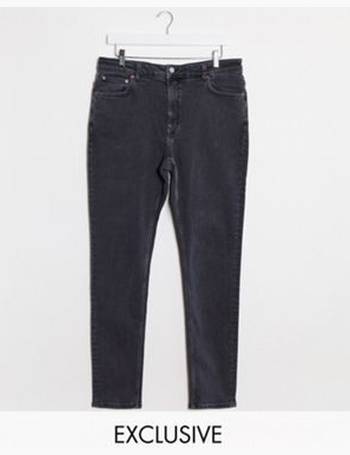 weekday row high waist jeans in win blue in organic cotton