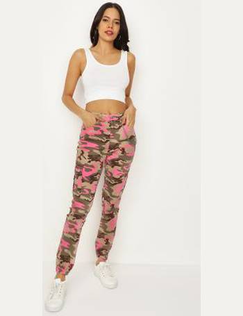 Girls Pink Camo High Waist Denim Joggers  New Look