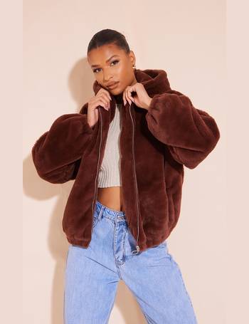 Missguided faux fur bomber jacket in chocolate - BROWN