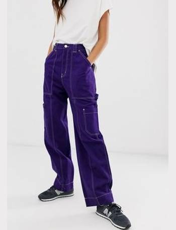 Weekday cargo trousers in dark purple