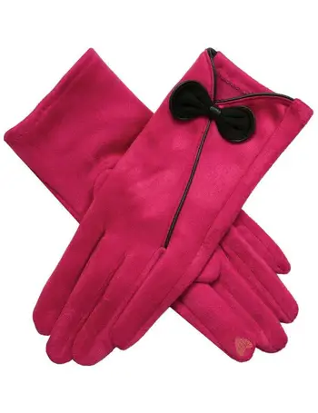 Women's Touchscreen Velour-Lined Faux Suede Gloves with Colour