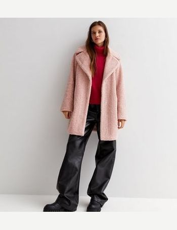 Pink teddy clearance coat new look