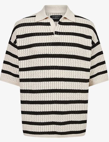 AllSaints Statten Knitted Polo Shirt in Black