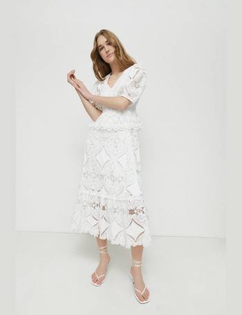 Warehouse frill best sale lace midi dress