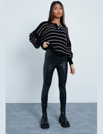 Black Straight Leg Faux Leather Leggings, Topshop