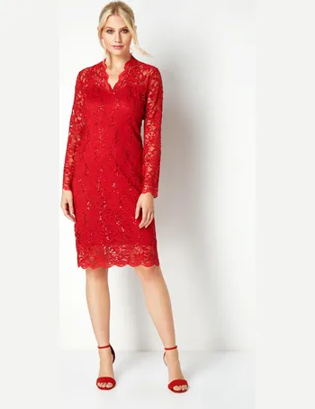 red lace sequin dress