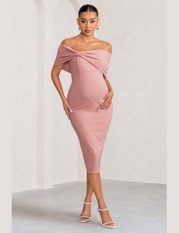 Missguided Maternity one shoulder midi dress with ruched detail in blush