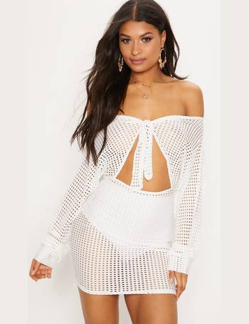 white fishnet bodycon dress