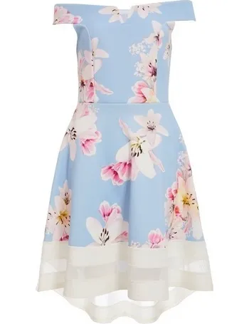 quiz pale blue floral print batwing dress