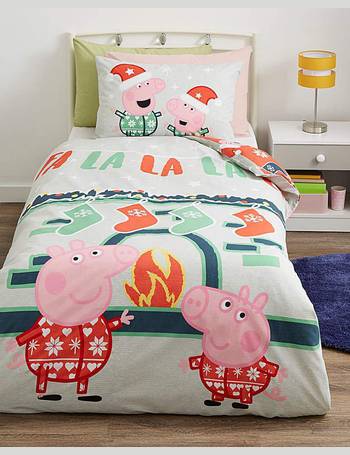 Peppa Pig Sugarplum Junior Cot Duvet Cover Reversible Bedding Set Christmas 