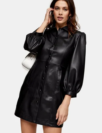 Topshop black best sale leather dress