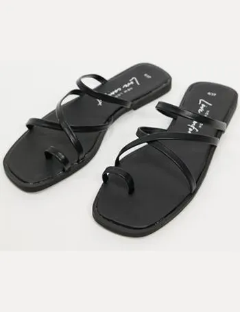 new look cross strap flat slider sandal in black croc