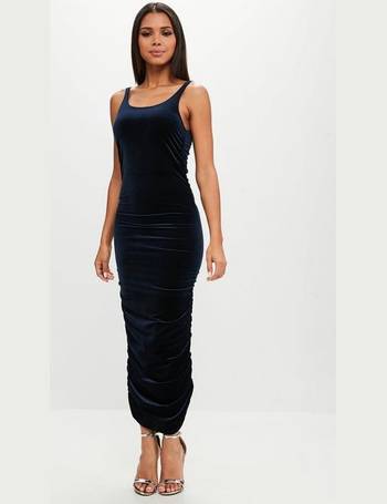 Missguided blue velvet maxi deals dress