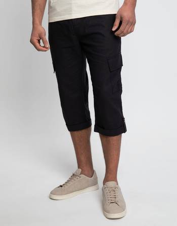 Black Linen Blend Cargo Trousers