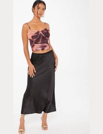 Curves Black Satin Sarong Midaxi Skirt