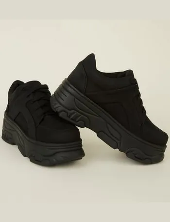 new look black platform trainers