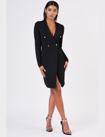 Prized Possession | Black Feather Wrap Blazer Mini Dress