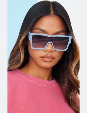 Prettylittlething Brown Square Visor Sunglasses
