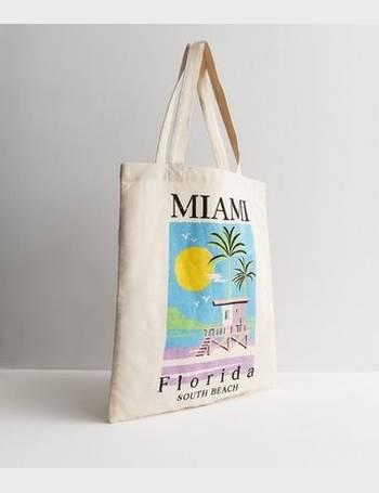 South Beach Saint Tropez shoulder beach tote bag in cream
