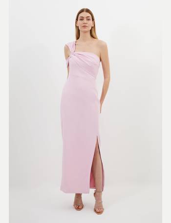 Tailored Satin Back Crepe Drape One Shoulder Maxi Dress