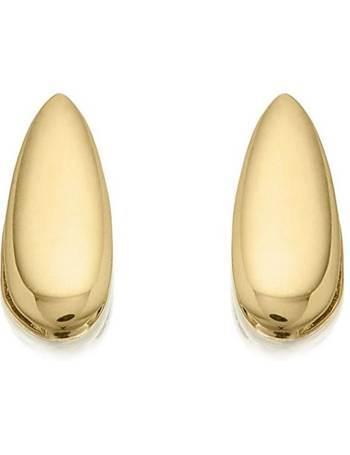 F.Hinds Womens Jewellery 9Ct Two Colour Gold Pear Drop Hook Wire Earrings 