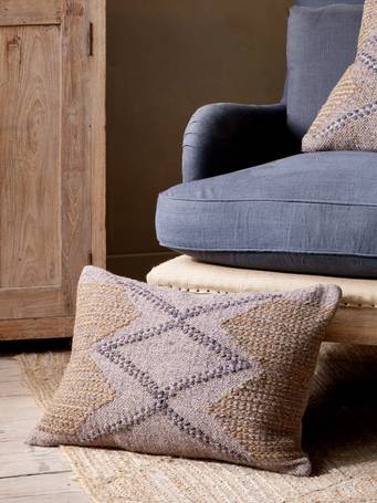 Nkuku Feo Linen Cushion Cover Charcoal Long